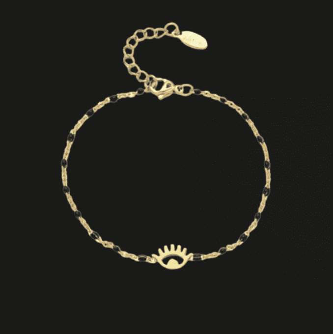 Bracelet oeil + perles - Noir